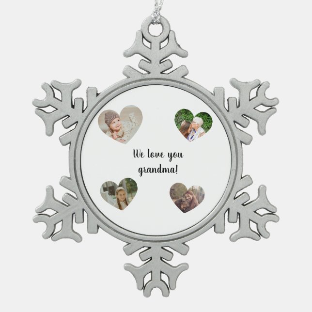 Ornement Flocon De Neige Personalized Grandchildren Photo Collage  (Devant)