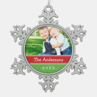 Ornement Flocon De Neige Personnalisation de la famille de photo de conserv