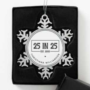 Ornement Flocon De Neige Personnalisé 25e anniversaire en 2025 25 en 25