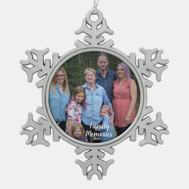 Ornement Flocon De Neige PERSONNALISER Silver Family Memories Photo (Devant)