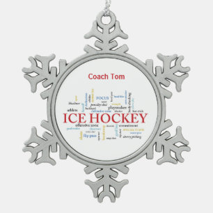 Ornement Flocon De Neige Personnalisez, Entraîneur de Hockey sur Glace Merc