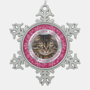 Ornement Flocon De Neige Pet Cat Memorial Photo Noël Pink Silver