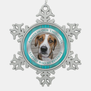 Ornement Flocon De Neige Pet Dog Memorial Photo Noël Argent Turquoise