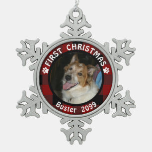 Ornement Flocon De Neige Pet PREMIER NOËL Photo Red Black Buffalo Check