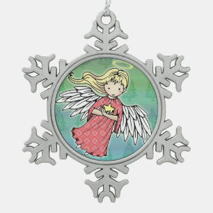 Ornement Flocon De Neige Petit ange de Noël et étoile