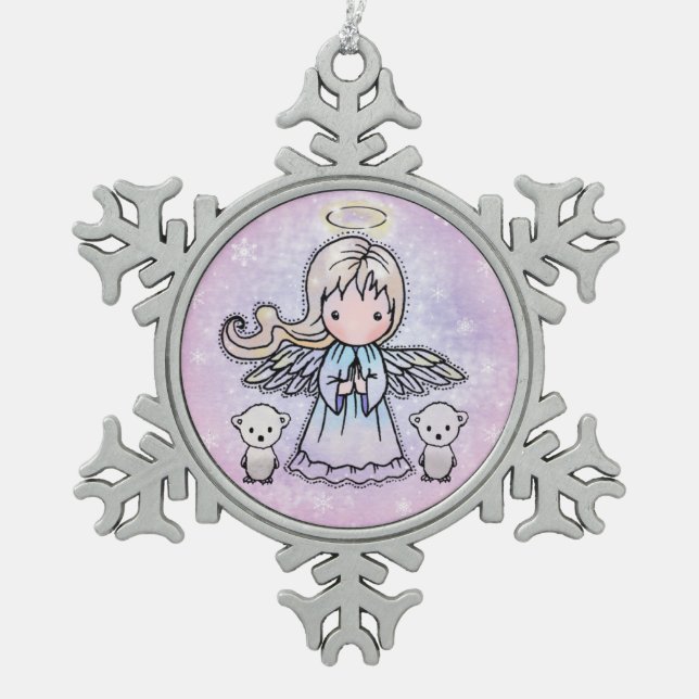 Ornement Flocon De Neige Petit ange et ours polaires (Devant)