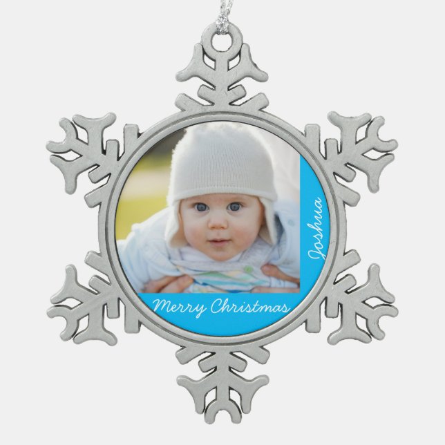 Ornement Flocon De Neige Pewter Christmas Ornaments With Baby (Devant)