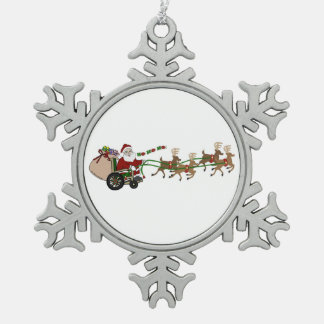 Ornement Flocon De Neige Pewter Snowflake Ornament - Wheelchaise Santa