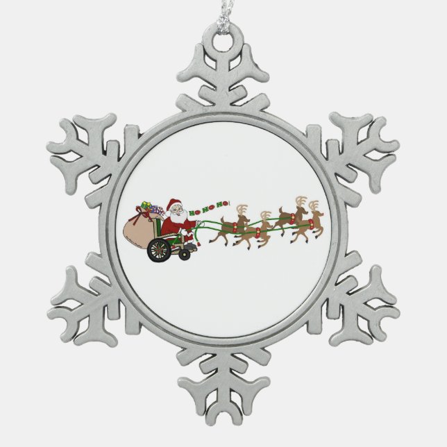 Ornement Flocon De Neige Pewter Snowflake Ornament - Wheelchaise Santa (Devant)