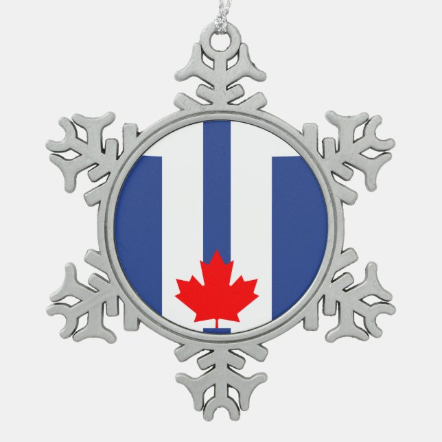Ornement Flocon De Neige Pewter Snowflake Ornament with Toronto Flag (Devant)