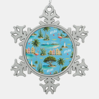 Ornement Flocon De Neige Phare de l'île caraïbe d'Aruba voyage souvenir