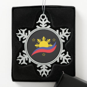 Ornement Flocon De Neige Philippines Philippin Pilipino Drapeau