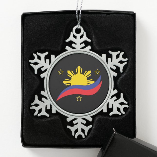 Ornement Flocon De Neige Philippines Philippin Pilipino Drapeau (Boîte)