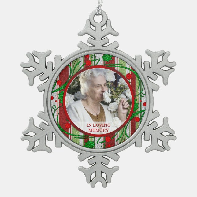 Ornement Flocon De Neige Photo commémorative Christmas Holly Berries (Devant)