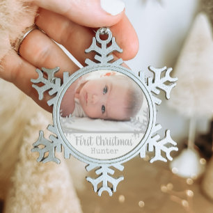 Ornement Flocon De Neige Photo de bébé personnalisée pour le premier Noël f