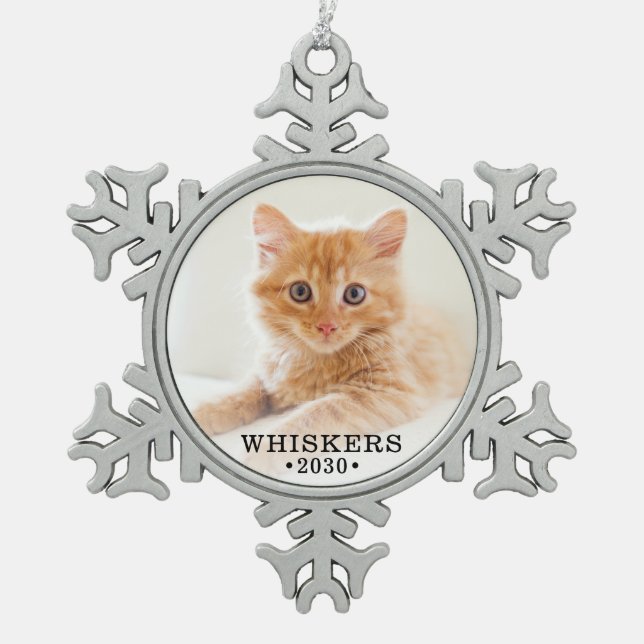 Ornement Flocon De Neige Photo de chat mignon (Devant)