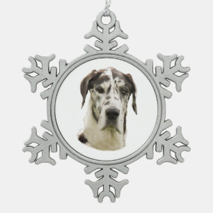 Ornement Flocon De Neige Photo de chien de great dane de harlequin