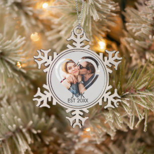 Ornement Flocon De Neige Photo de couple amoureux pour la Saint-Valentin