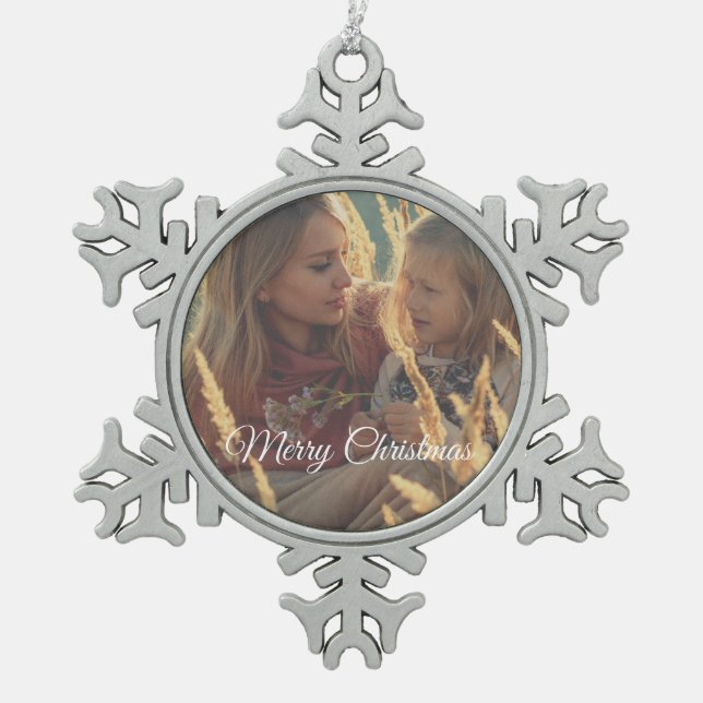 Ornement Flocon De Neige photo de famille recto-verso   (Devant)