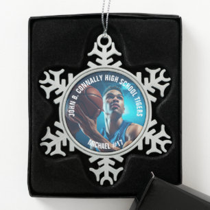 Ornement Flocon De Neige Photo de joueur de basket-ball au lycée