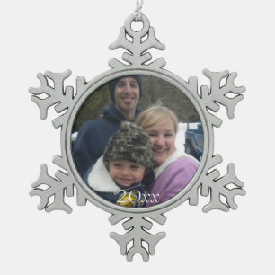 Ornement Flocon De Neige Photo de Noël de la famille Daté Photo