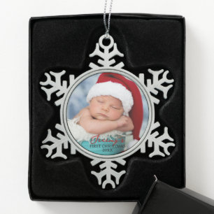 Ornement Flocon De Neige Photo de Noël Premium pour bébé de 1 an