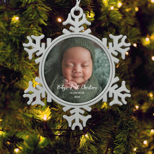 Ornement Flocon De Neige Photo du premier Noël de bébé (Créateur téléchargé)