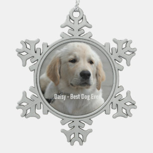 Ornement Flocon De Neige Photo et nom personnalisés Golden Retriever Dog