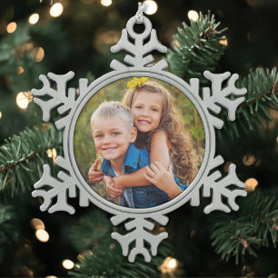 Ornement Flocon De Neige Photo personnalisé simple pour enfants