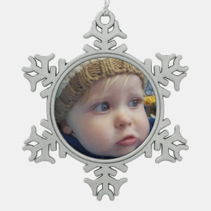 Ornement Flocon De Neige Photo personnalisée Cute Flocon de neige Noël