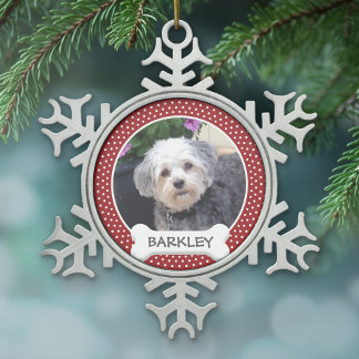 Ornement Flocon De Neige Photo pour animaux de compagnie avec os de chien -
