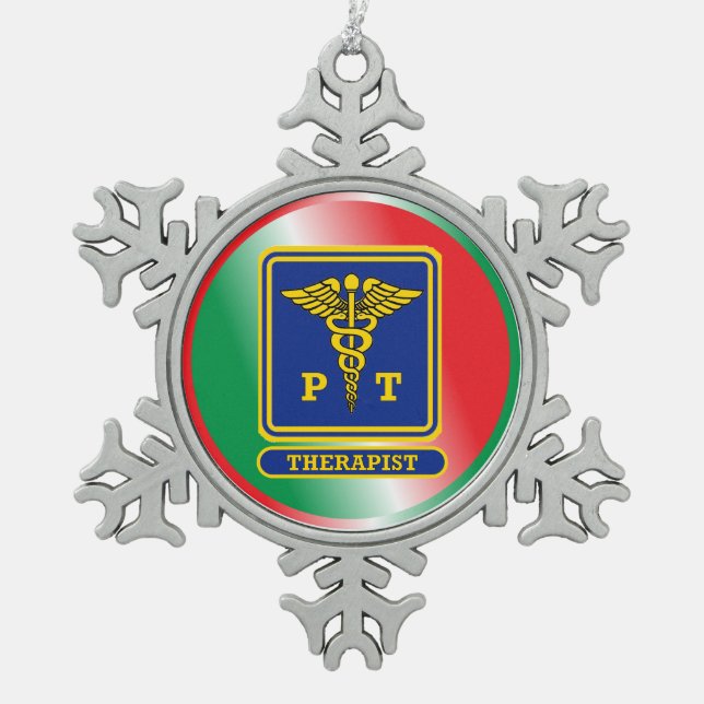 Ornement Flocon De Neige Physothérapie Caduceus Shield (Devant)