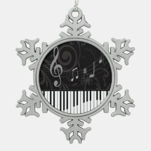 Ornement Flocon De Neige Piano fantasque et notes musicales