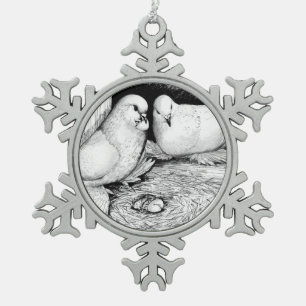 Ornement Flocon De Neige Pigeons de glace