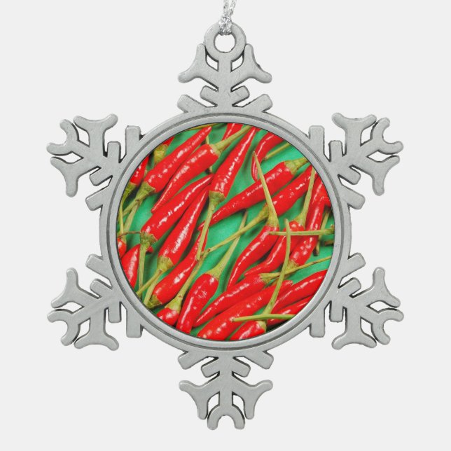 Ornement Flocon De Neige Piments rouges ornement de Noël (Devant)
