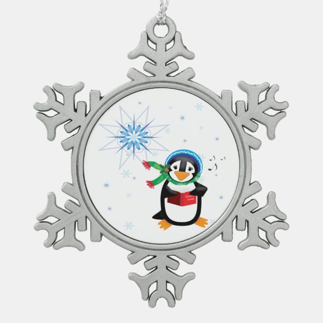 Ornement Flocon De Neige Pingouin en train de se cogner (Devant)