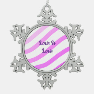 Ornement Flocon De Neige Pink rayures colorées pastel amour est amour fiert