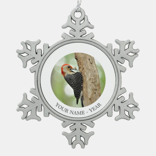 Ornement Flocon De Neige Pivert Rouge-Gonflé (Devant)