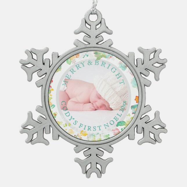 Ornement Flocon De Neige PixDezines Jardin de Noël/Sophie pour bébé (Devant)