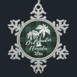 Ornement Flocon De Neige Plage Orlando Floride Palm Green Plaid<br><div class="desc">Orlando Beach Floride Palmier vert Plaid Ornement de Noël</div>