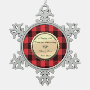 Ornement Flocon De Neige Plaid Buffalo Rouge,Diamant 10e Anniversaire de Ma