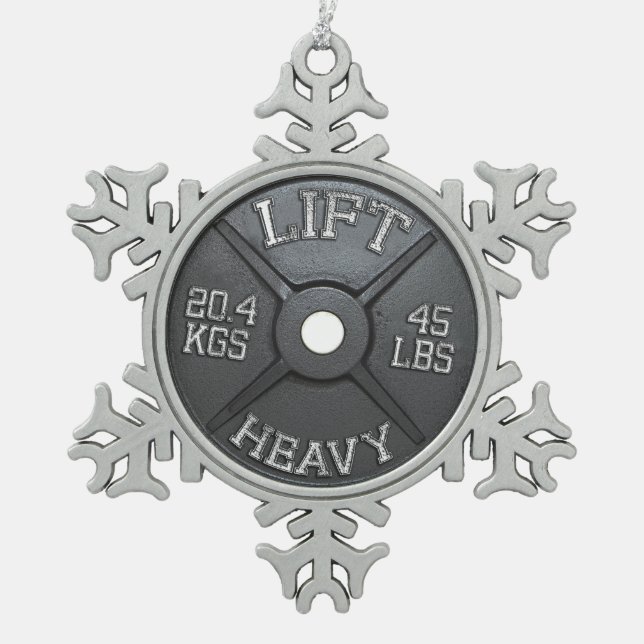 Ornement Flocon De Neige Plaque Barbell - Ascenseur Lourd (Devant)