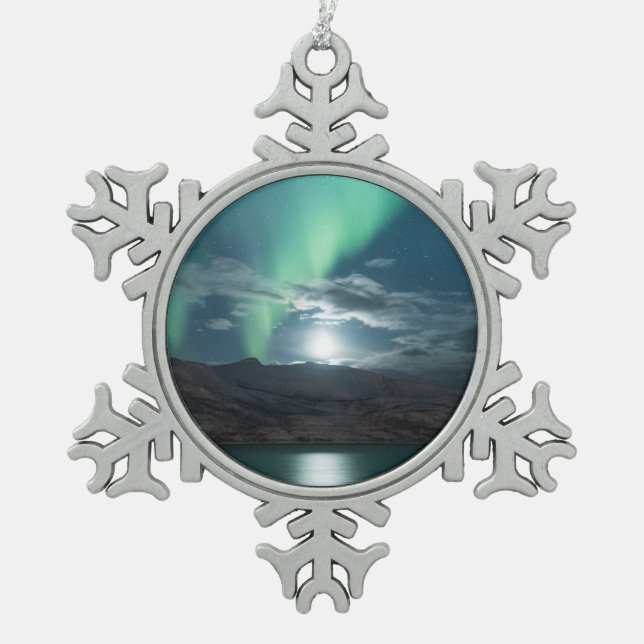 Ornement Flocon De Neige Pleine lune Lumières polaires (Devant)