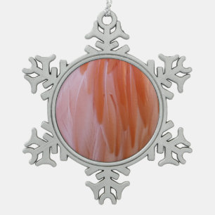 Ornement Flocon De Neige Plumes de Flamant rose dans les tons roses