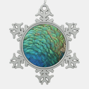 Ornement Flocon De Neige Plumes de paon I Design de nature abstrait coloré