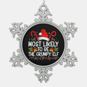 Ornement Flocon De Neige Plus susceptible d'être l'elfe grincheux Funny Xma