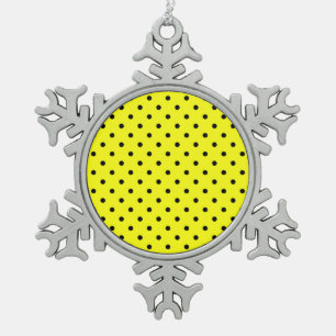 Ornement Flocon De Neige Pois jaune noir