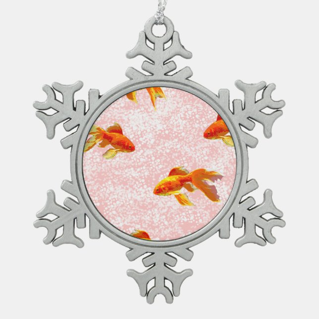 Ornement Flocon De Neige Poisson d'or rose motif (Devant)