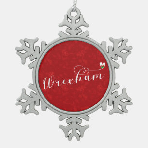 Ornement Flocon De Neige Police Script Wrexham, Drapeau Gallois En Coeur