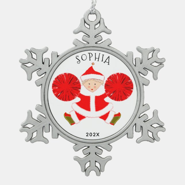 Ornement Flocon De Neige Pom-pom girl personnalisée (Devant)
